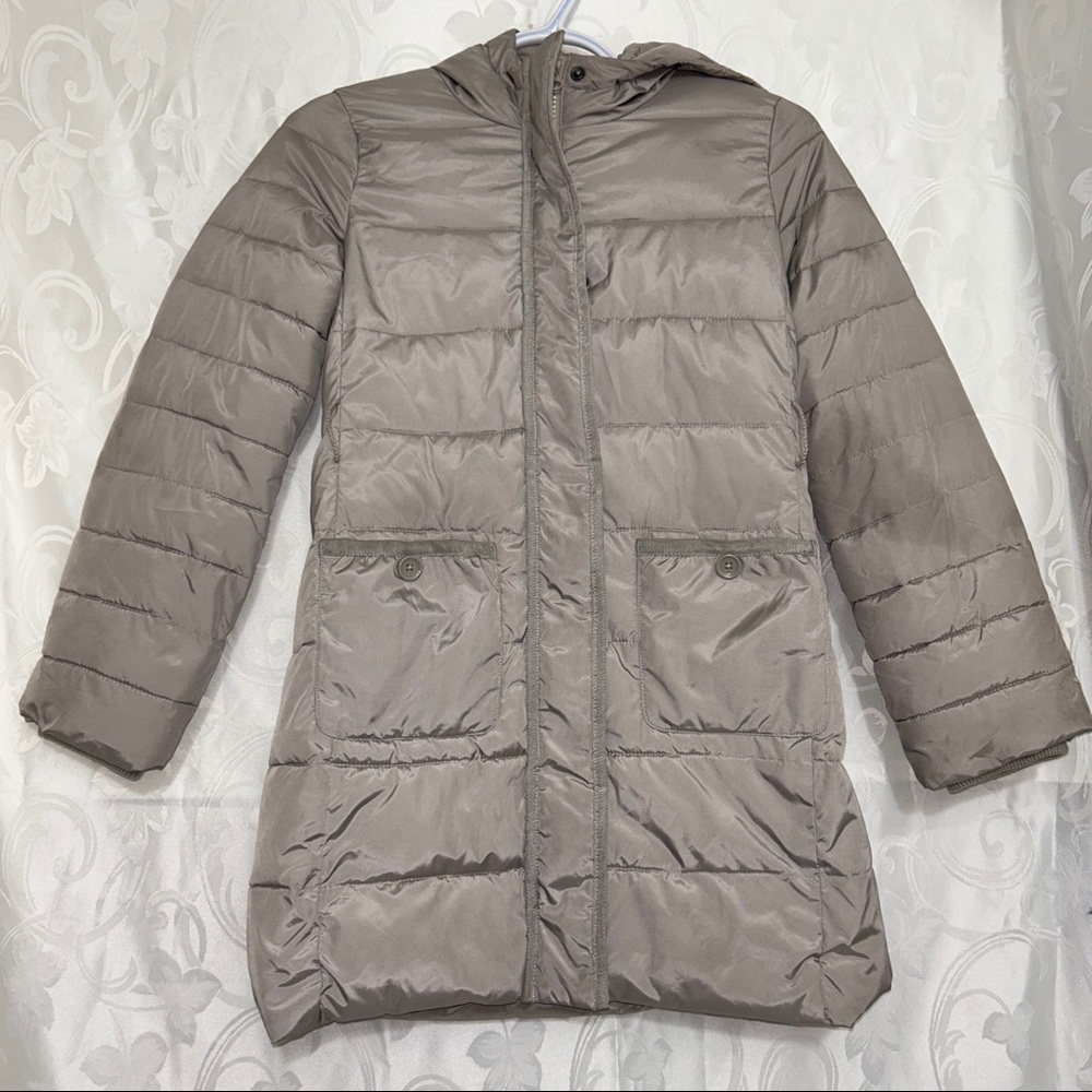 Gap Kids Muted Shiny Stone Grey Waterproof Parka Winter Jacket